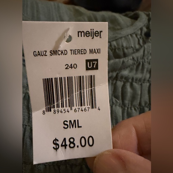 Smocked Ruffle Sleeve Maxi/ midi  Dress in Sage Green NWT by Penelope Rose - Picture 10 of 10